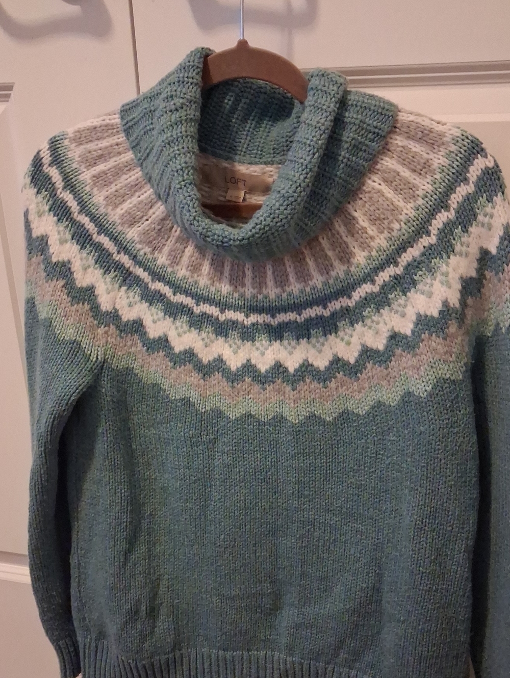 Loft M Fair Isle Nordic Cottage Core Cozy Turtleneck Sweater